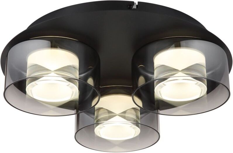 Globo Lighting - Deckenleuchte Deckenlampe led Wohnzimmerleuchte Metall Glas Rauchfarbe d 38 cm