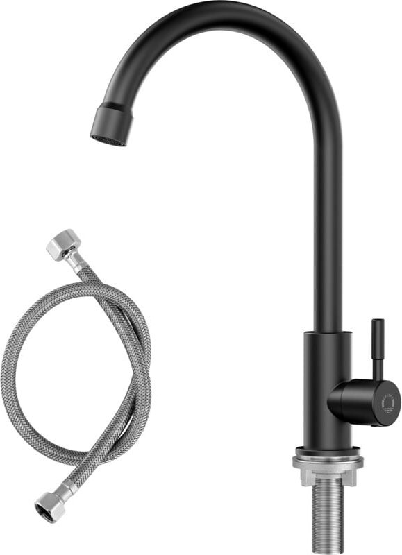 Cecipa Max - Kaltwasser 360°drehbare Wasserhahn Küchenarmatur Spültischarmatur Schwarz, nur für Kaltwasser Anschluss