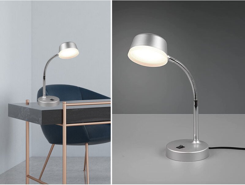 Defibrico - led Schreibtischleuchte kiko flexibel, Kunststoff Titan, 34cm hoch