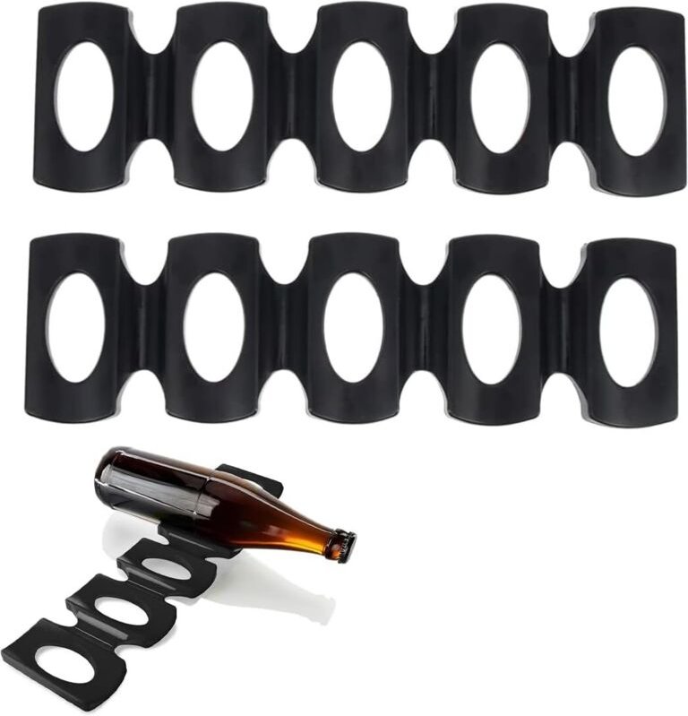 Set mit 2 faltbaren Flaschenhaltern für den Kühlschrank – rutschfestes Silikon – für Schrank/Küche, schwarz