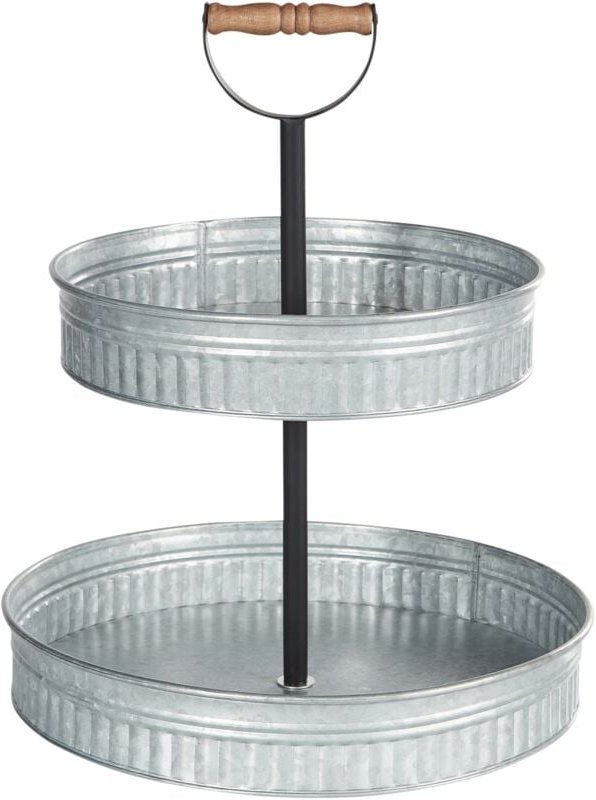 Beliani - Etagere Silber aus Eisen 2-stöckig Rund 50 cm Hoch Vintage Elegant Edles Design Dessertständer Kuchenplatte To...