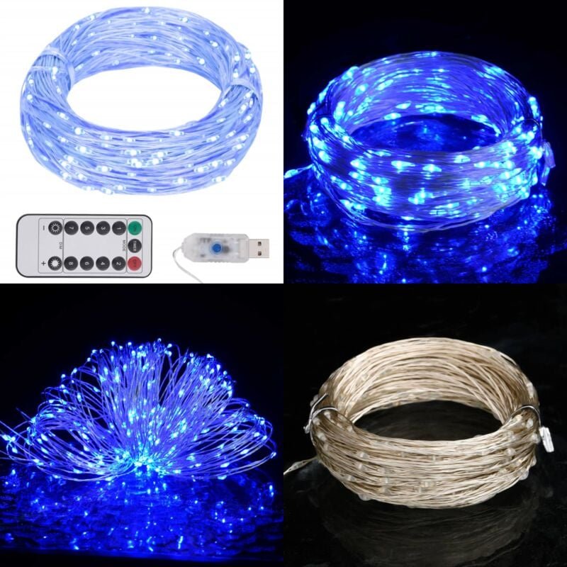 LED-Lichterkette mit 150 LEDs Blau 15 m - LED-Lichterkette - Blaue Lichterkette - Lichterkette Blau - Outdoor Beleuchtun...