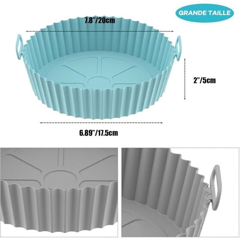 2-teilige Silikon-Heißluftfritteusenform, 20 cm Heißluftfritteusenkorb-Zubehör für Ninja Mikrowelle, Backofen