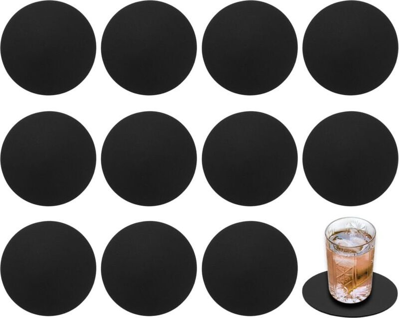 Runde Untersetzer aus Kunstleder, 10 cm Durchmesser, 12 Stück, rutschfest und abwaschbar, zum Schutz von Couchtischen, f...