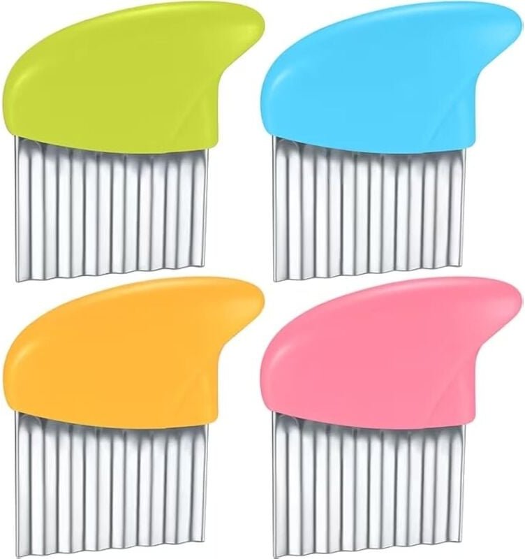 4 Stück gewellter Gemüseschneider, Kartoffelschneider für Pommes Frites aus Edelstahl, Kartoffelschneidermesser für die ...