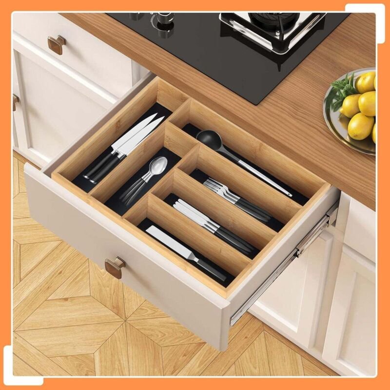 Besteckkasten aus bambus - 6 facher schubladenorganizer
