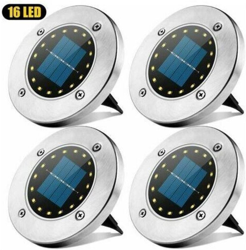 LaBlanc – 4 Stück Solar-Außenlampe, 16 LED-Spots, Solar-Gartenlampe, wasserdicht, IP65, dekorative Gartenleuchte für Weg...