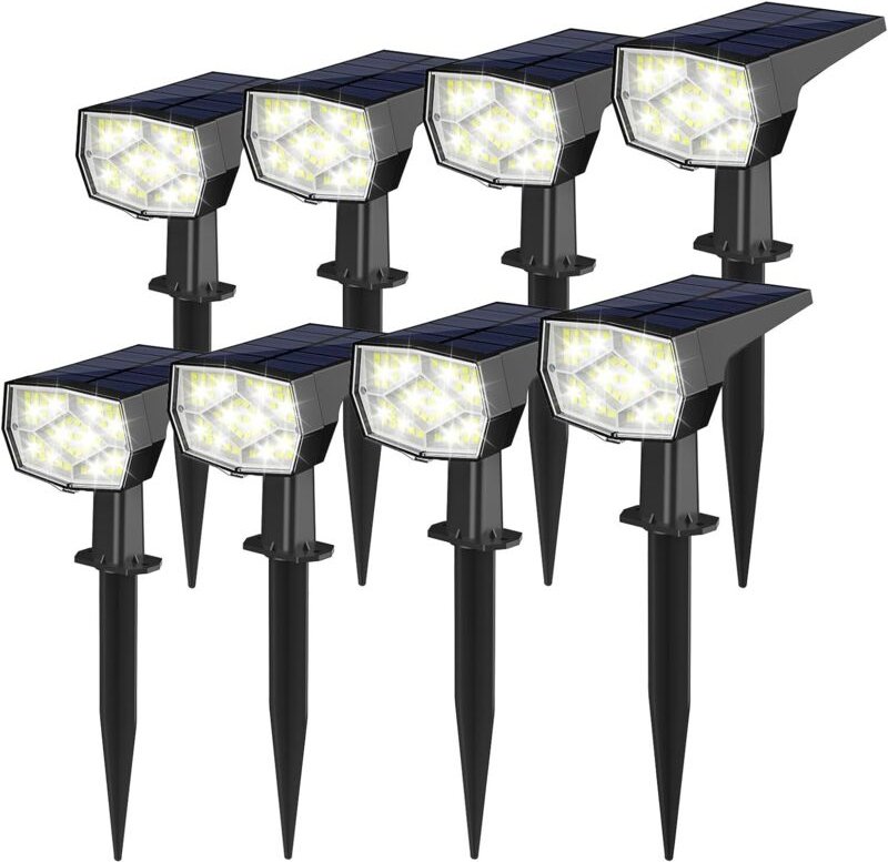 Thumbnail - 8er-Pack Solar-Strahler für draußen, 64 LED 3 Modi Solarlampe für den Außenbereich, Garten, IP65 wasserdichtes Solar-Flu...