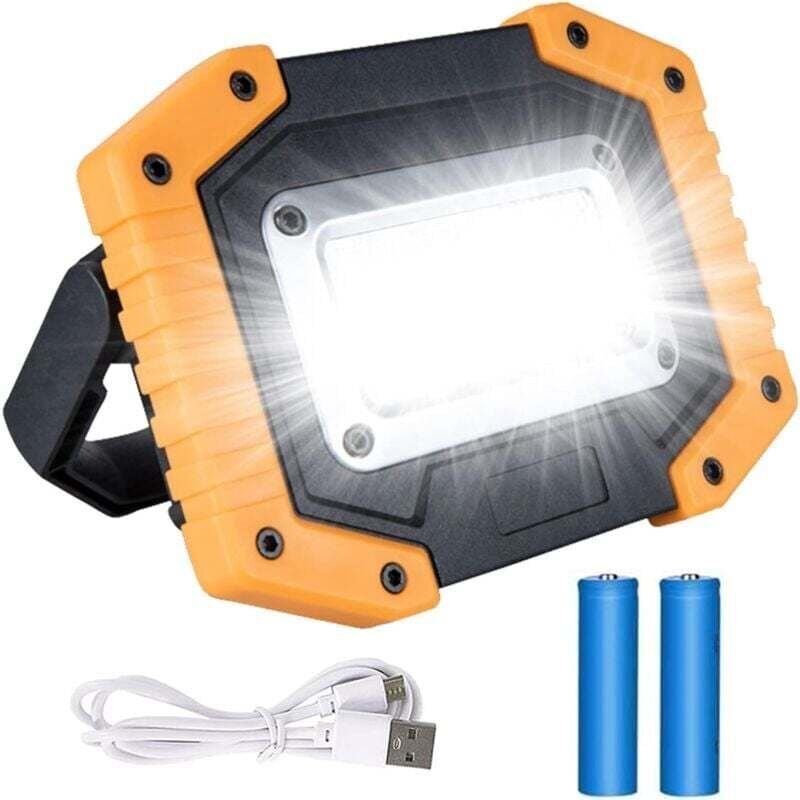 Wiederaufladbare LED-Arbeitsleuchte, 30 W, Sicherheitsleuchte mit 3 Modi, COB-Außenstrahler mit wasserdichtem USB-Anschl...