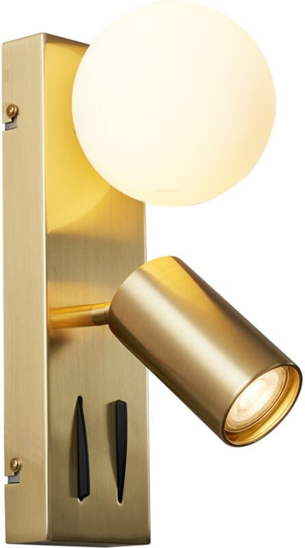 Moderne Wandleuchte Messing 2-flammig Verstellbar mit USB-C-Anschluss - Lesly