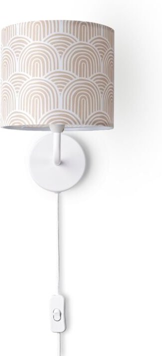 Tischlampe Nachttisch Stoffschirm Wandleuchte Wohnzimmer Tischleuchte Vintage Wandleuchte - Weiß, Design 7 (Ø18 cm) - Pa...