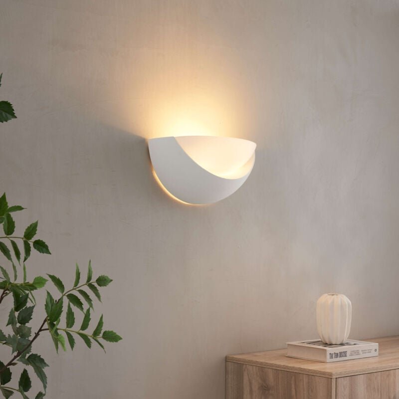 Halbkreisförmige weiße Gipsleuchte - Gillian