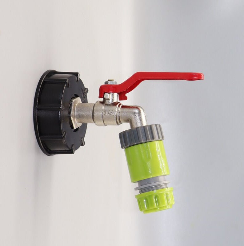 IBC Wasserhahn 1/2 Zoll IBC Gartenhahn Container Auslaufhahn Adapter S60x6, Frostschutz Messing Kugelhahn Auslaufventil ...