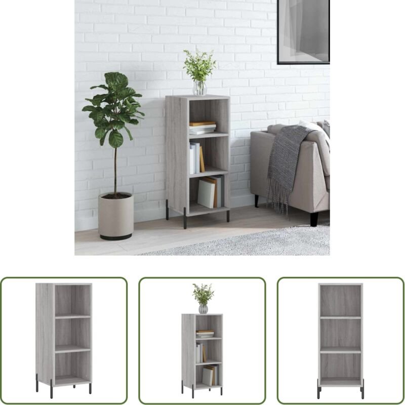 vidaXL Wohnzimmer Schrank - Sideboard Grau Sonoma 34,5x32,5x90 cm Holzwerkstoff