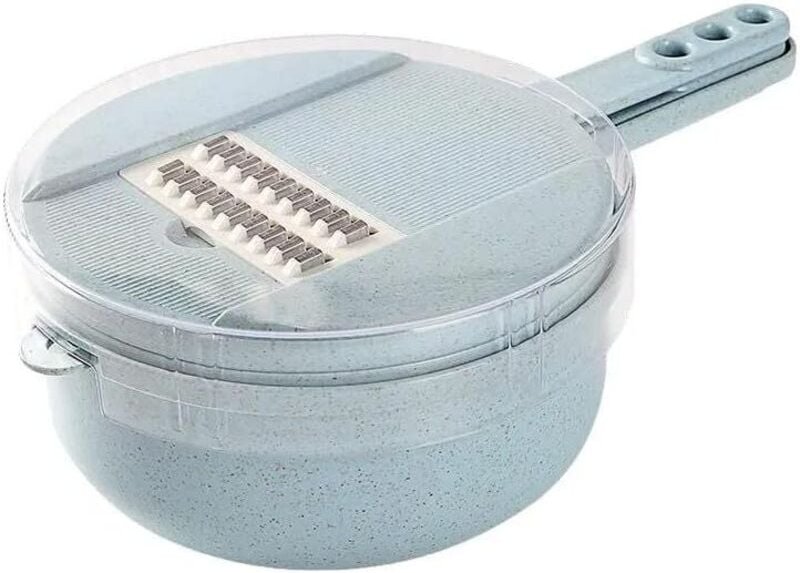 Multifunktionaler Gemüseschneider, Gemüsehobel, Zwiebelhacker (hellblau) 12-tlg.