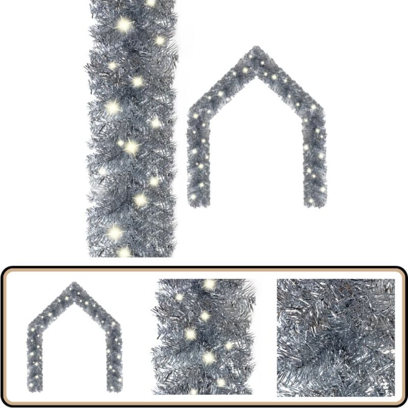 Weihnachtsgirlande mit led 10 m Silbern - Weihnachtsdeko - Lichterkette - LED-Beleuchtung - Silberne Beleuchtung - Chris...