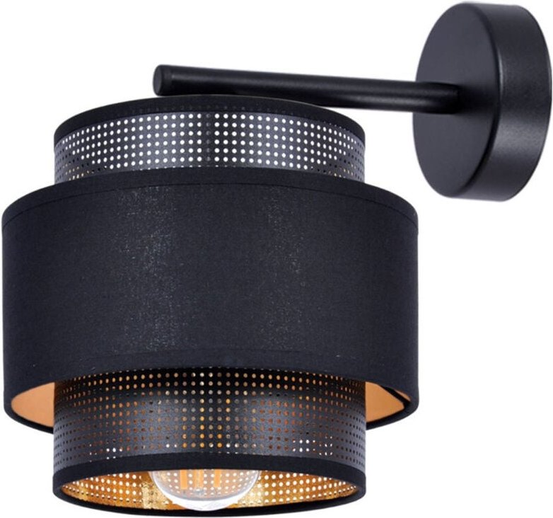 K-5284 AMOS schwarz-goldene Wandleuchte mit durchbrochenem Lampenschirm Kaja