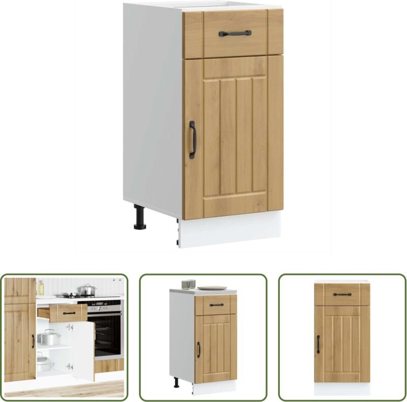 vidaXL Holzwerkstoff - Küchen-Unterschrank Lucca Artisan-Eiche Holzwerkstoff