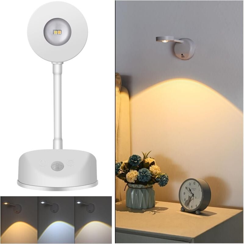 Linghhang - LED-Wandleuchte für den Innenbereich, wiederaufladbar, dimmbar, 360° drehbar, geeignet für Wände, Treppen, F...