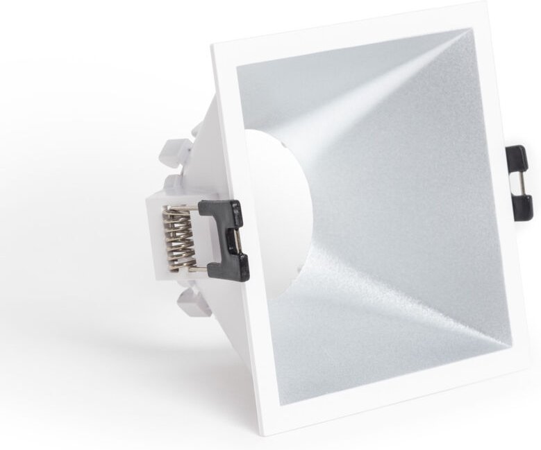 Ledkia - Downlight-Ring Eckig Niedriger UGR-Wert für LED-Lampe GU10 Schnitt 85x85 mm Weiß / Silber