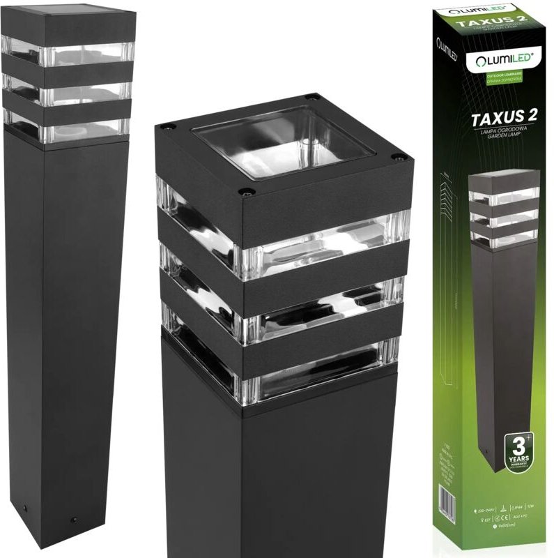 Gartenlampe Außenstehleuchte E27 LED Schwarz Quadratisch 60cm