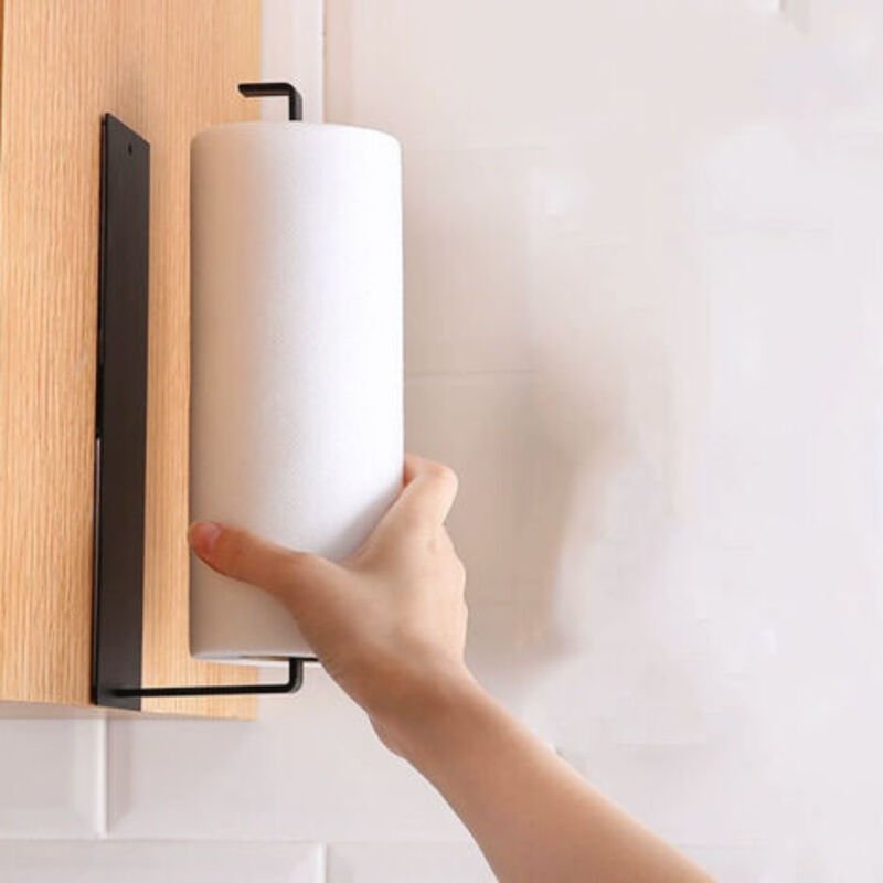 (Schwarz) Sopalin-Halter, Wand-Papierhandtuchhalter für Küche und Bad, selbstklebende Halterung aus Aluminium, kein Bohr...