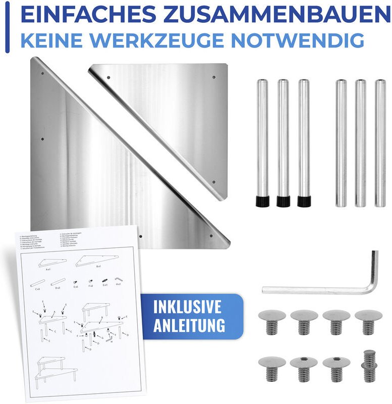 Küchen-Eckregal Massivo Duo mit 2 Ablagen, Edelstahl rostfrei
