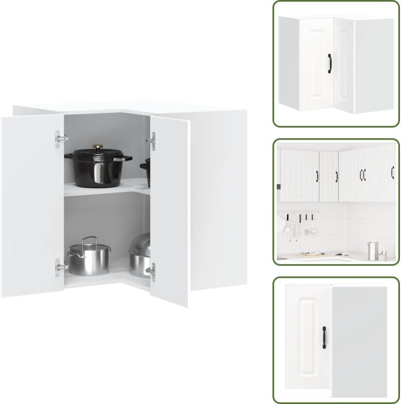 The Living Store Küchen-Eckhängeschrank Kalmar Weiß Holzwerkstoff - Holzwerkstoff