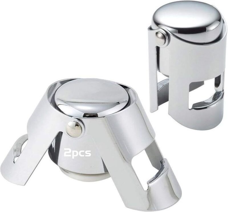 2 tappi per champagne - Tappi per bottiglie di vino in acciaio inossidabile, Tappo per bottiglie di vino spumante, Tappo...