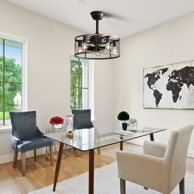 20-Zoll Industrie-Cage-Deckenventilator mit 7 ABS-Flügeln & Fernbedienung, kompakter reversibler DC-Motor