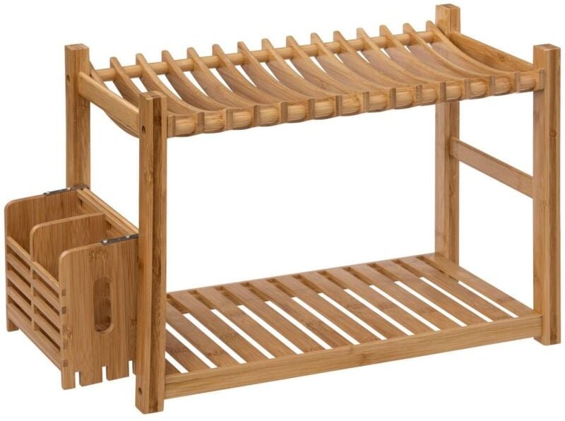 5five Simply Smart - Geschirrabtropfgestell, 2 Ebenen, mit Besteckhalter, Bambus, 53 x 24,7 x 33 cm