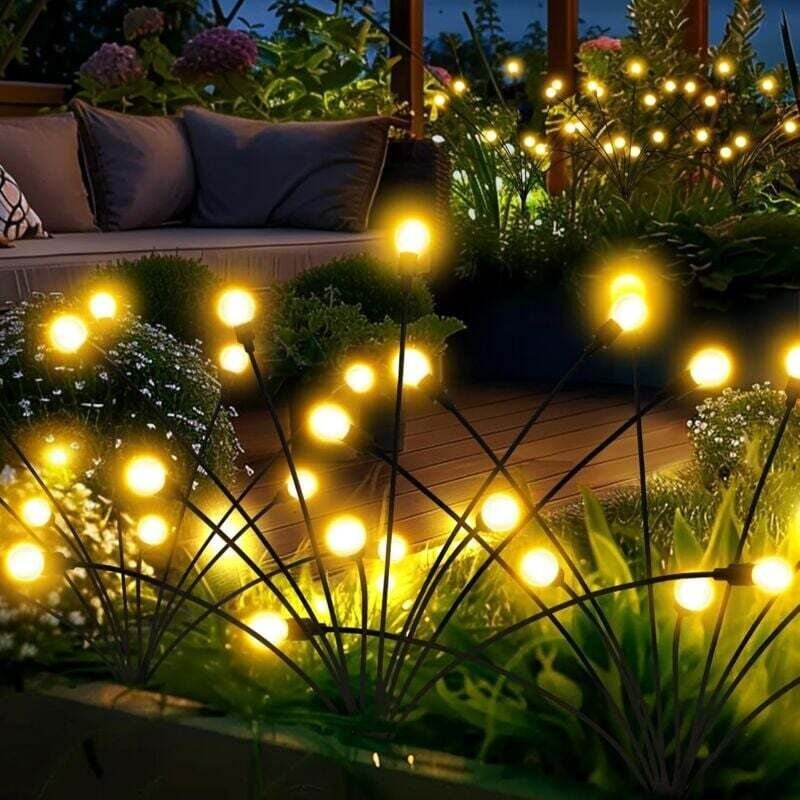 Thumbnail - Solar-Gartenleuchten, 60 LED-Glühwürmchen-Gartenleuchten für draußen, Solarleuchten für draußen, die vom Wind schwanken,...