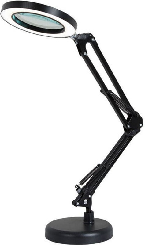 Lupe, beleuchtete Schreibtisch-Tischlampe, 8-fache Vergrößerung, 10 Stufen einstellbarer Helligkeit, mit 64 LEDs, Schwar...