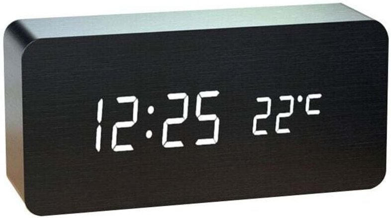 pc Digital Wecker Holz Einstellbare Helligkeit Sprachsteuerung LED Uhr Rechteck Display Zeit Temperatur Wohnkultur