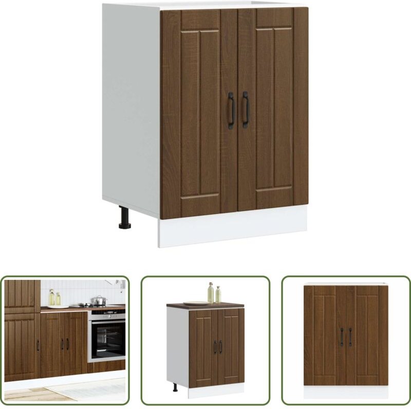 Küchenmöbel - Spülenunterschrank Lucca Braun Eichen-Optik Holzwerkstoff