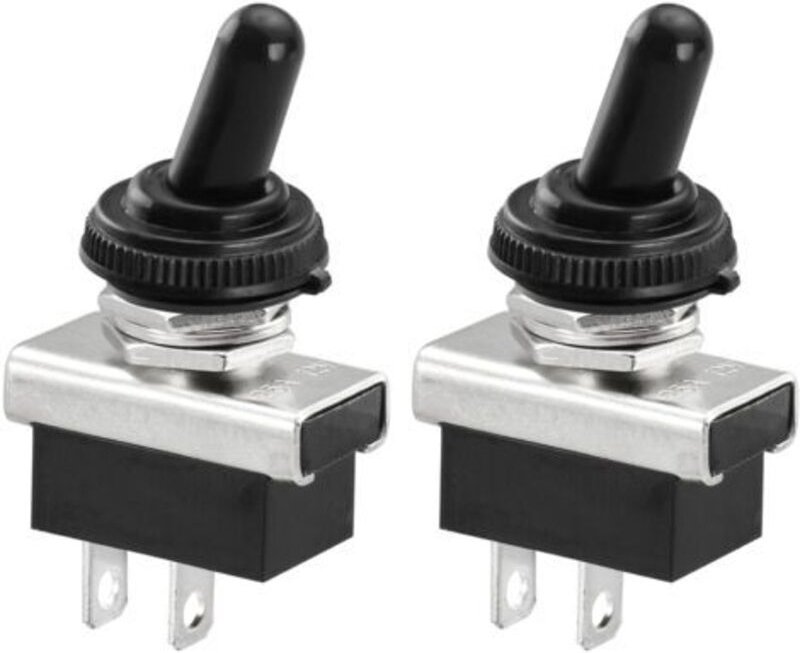 LaBlanc – 2 Stück Metall-Kippschalter 12V 25A SPST Ein/Aus 2 Positionen 2 Pins für Kfz-Armaturenbrettbeleuchtung mit was...