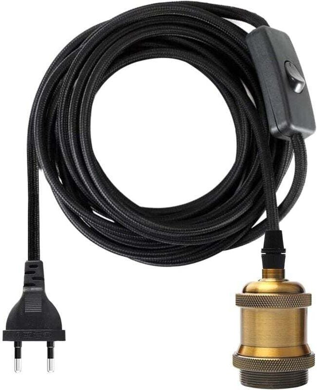 E27-Fassung mit Schalter, 3,5 m langes Textilkabel für Retro-Edison-Glühbirnenfassung/Dynamische Pendelleuchte/Kreativ-D...