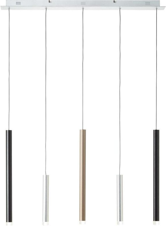 Lampe Cembalo led Pendelleuchte 5flg alu/schwarz/braun 5x 4W led integriert, 362lm, 3000K In 3 Stufen über Wandschalter ...