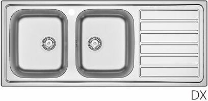 Einbauspüle aus Edelstahl 120x50 cm mit Abtropffläche rechts