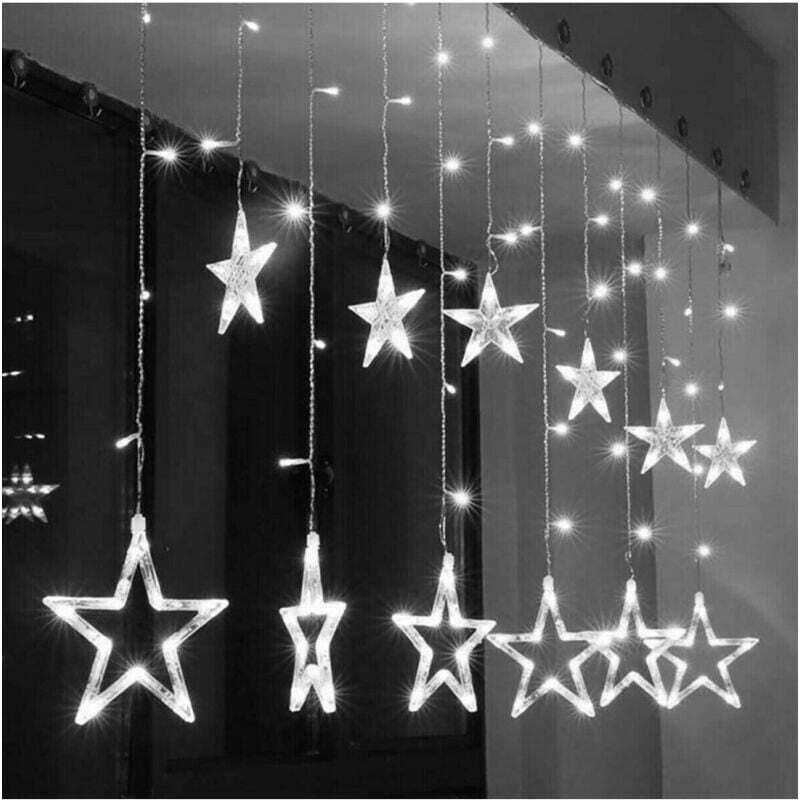 Thumbnail - Weihnachts-LED-Lichtervorhang mit Sternen, Kaltweiß, 2 m, für den Außenbereich, ausziehbar – - Ymyny