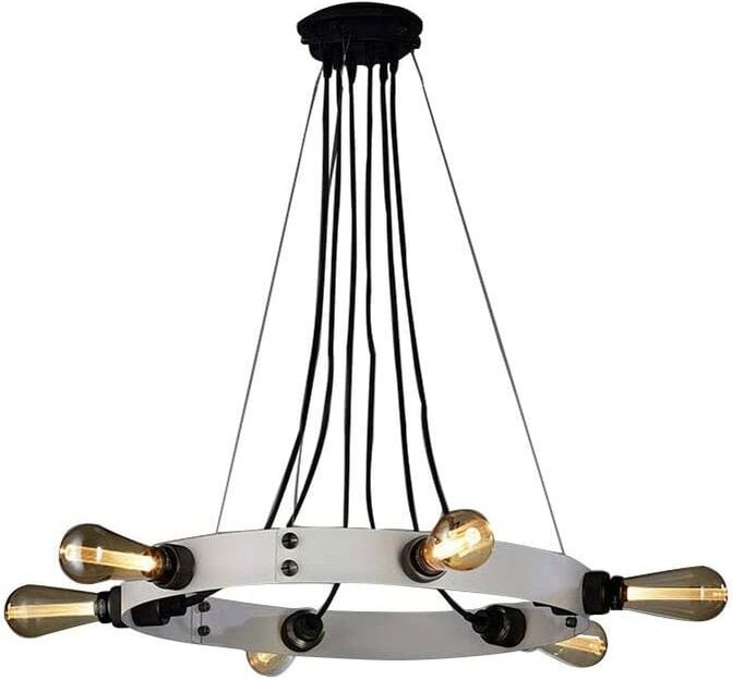 Retro Pendelleuchte Metall Hängelampe LED-Hängeleuchte E27 LED-Licht (Schwarz+Silber)