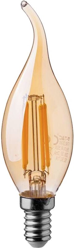 V-tac - 217114 led eek f (a - g) E14 Kerzenform Windstoß 4.00 w Warmweiß (ø x h) 35 mm x 118 mm 1 St.