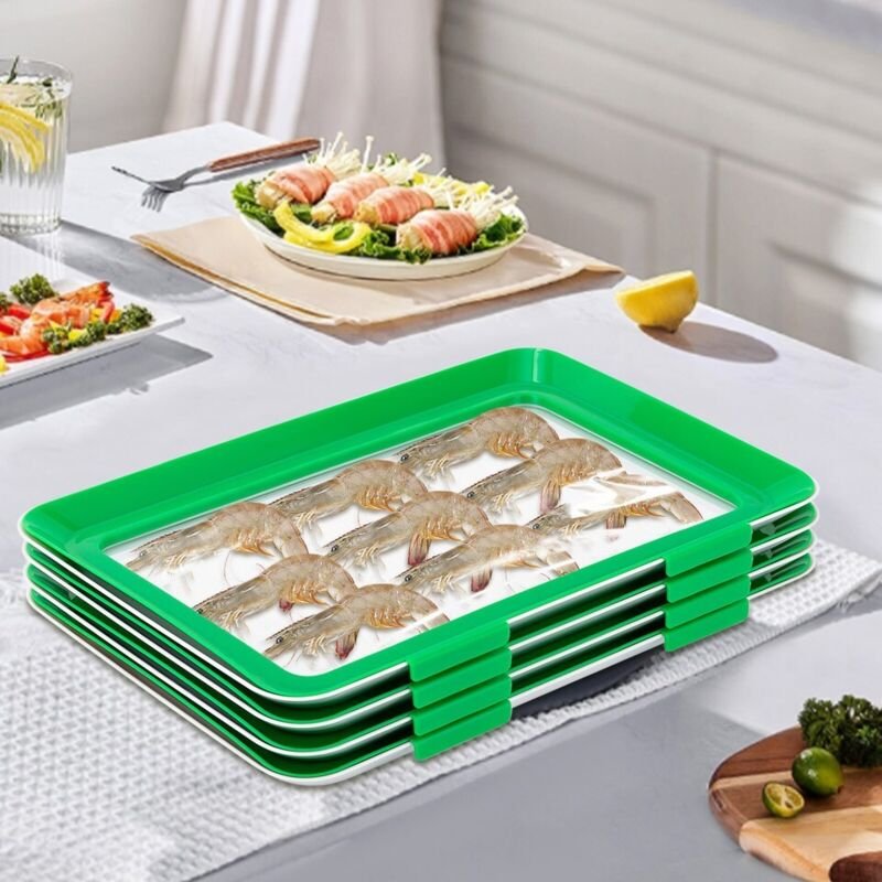 Vakuum-Lebensmittelaufbewahrungstablett – Stapelbarer und wiederverwendbarer Lebensmittelbehälter mit Kunststoffdeckel f...