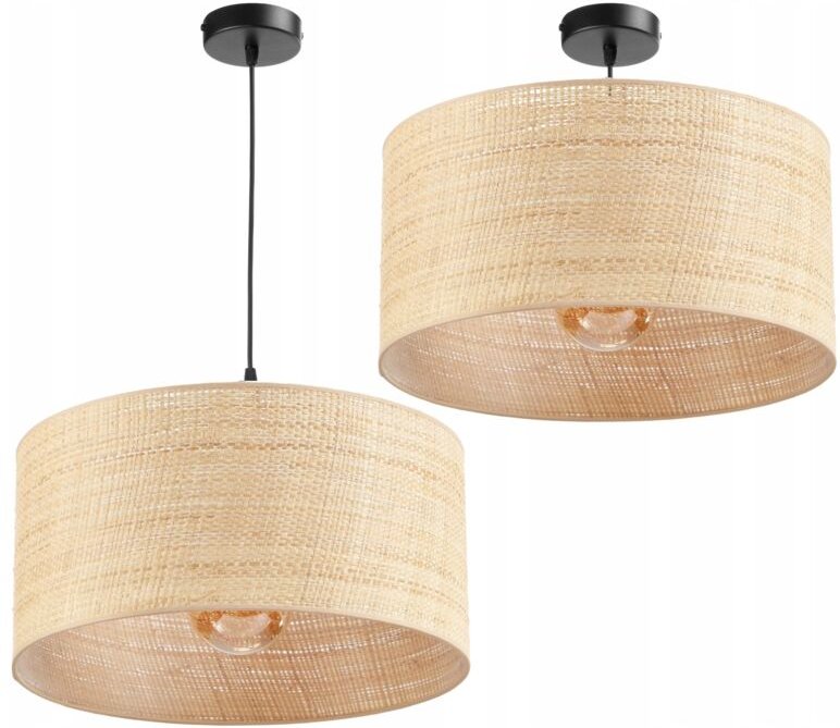 Deckenlampe, Rattan-Lampenschirm, 40 cm, Rattan, Boho-Politur, E27