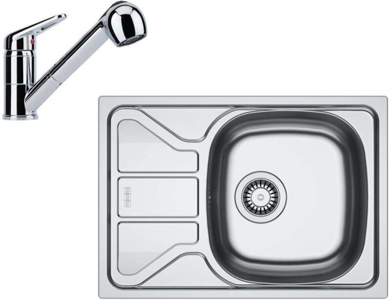 Franke - Küchenset N95, Edelstahlspüle FLN 611-62/44 und Armatur FC 9547.031, Chrom 101.0731.373