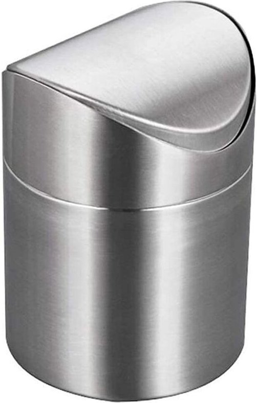 Ulisem - Mini-Mülleimer aus Edelstahl für den Schreibtisch (Silber)