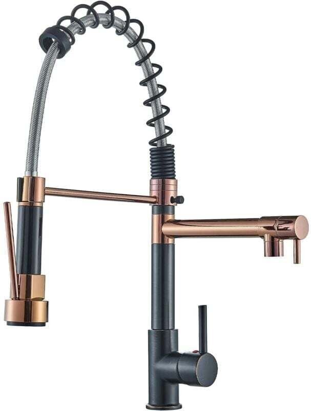 Küchenarmatur mit Ausziehbrause, 2-Funktions-Mischbatterie mit 360° schwenkbarem Auslauf, Roségold