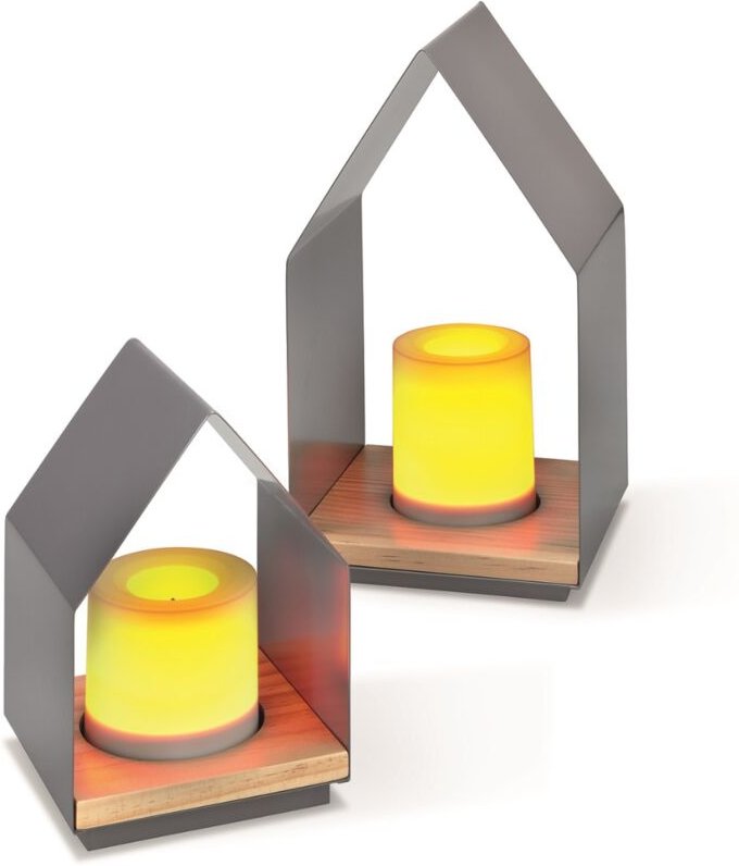 Esotec - Batterie Dekoleuchten 2er Set leni Kunststoffkerze mit Flackerlicht