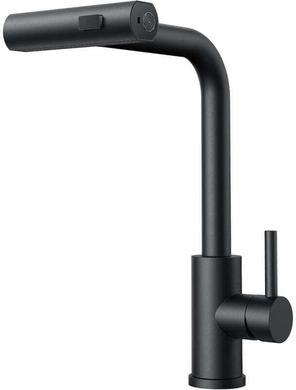 Schwarze Wasserfall-Küchenarmatur, 360° drehbare Küchenmischbatterie mit Ausziehbrause, Hochdruck-Edelstahl mit Einhebel...