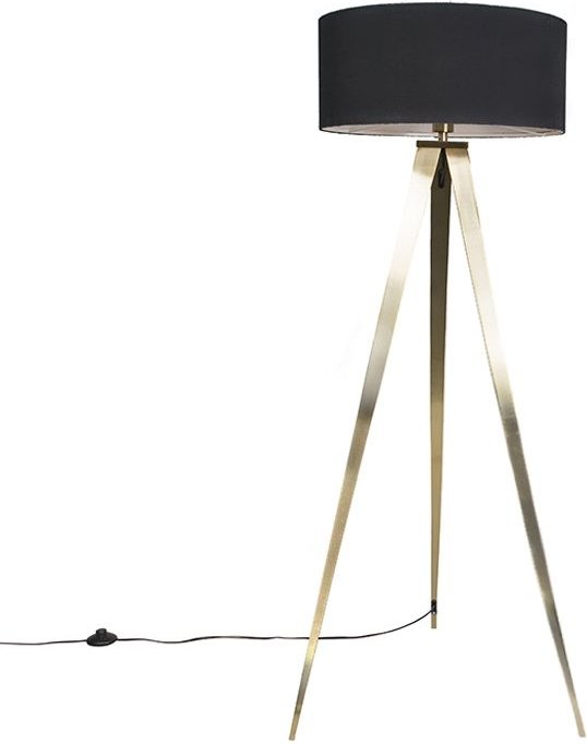 Moderne Stehleuchte aus Messing mit schwarzem Schirm - Ilse
